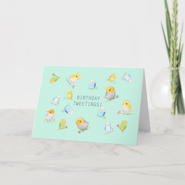 Tarjeta Budgie Cockatiel Birthday Tweetings bird lover (Anverso)