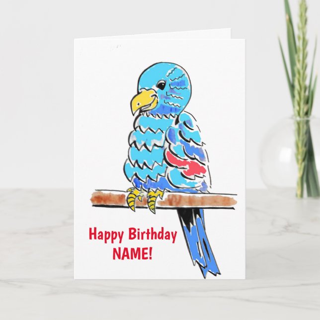 Tarjeta Budgie Colorful Birthday (Anverso)