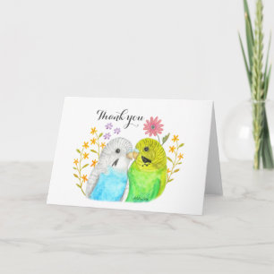 Tarjeta Budgie Couple Boda Gracias a los amorosos