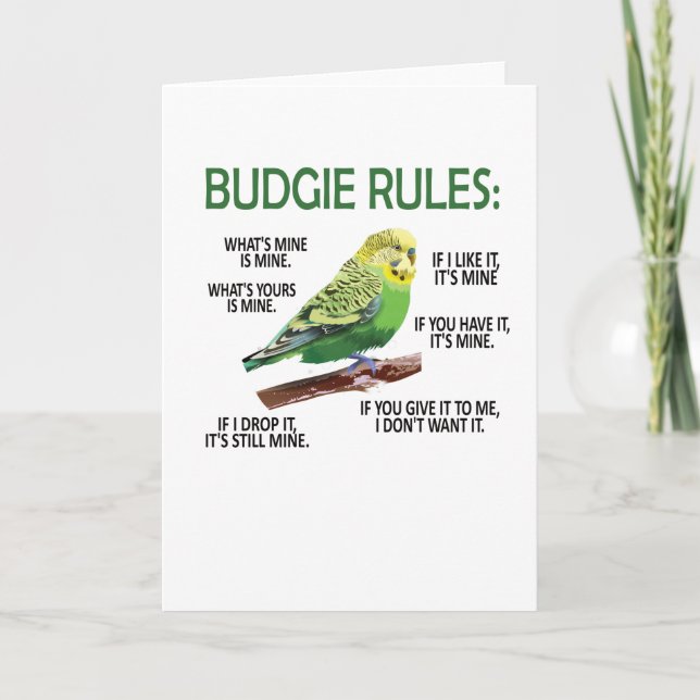 Tarjeta Budgie Propietario de Budgie Lover Parakeet Bird B (Anverso)