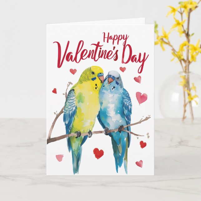 Tarjeta Budgie Valentine (flor amarilla)