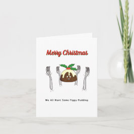 Tarjeta Budín de higo, divertido, Feliz Navidad