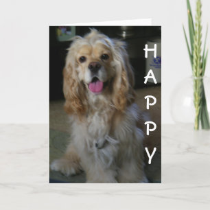 Tarjeta "BUEN CUMPLEAÑOS DE PERRO", dice COCKER SPANIEL