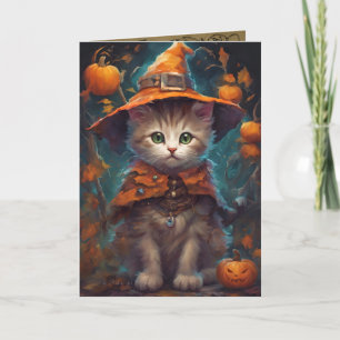 Tarjeta Buen Gatito De Brujas, Saludo De Gato De Halloween