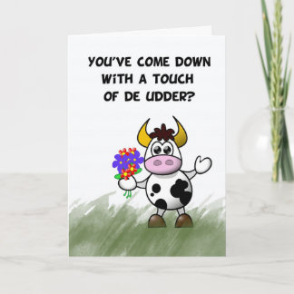 Tarjeta Buen humor, tacto de la ubre, vaca sagrada