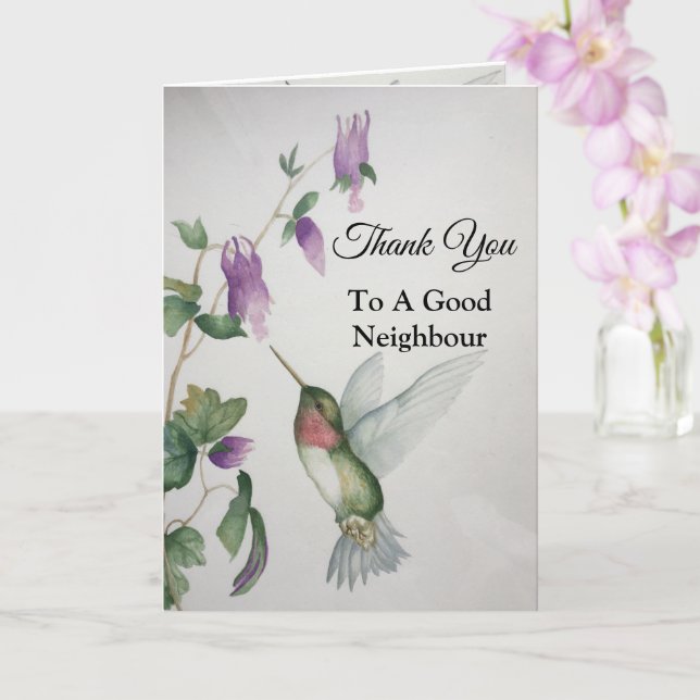Tarjeta Buen Vecino Gracias Jardín Hummingbird (Orquídea)