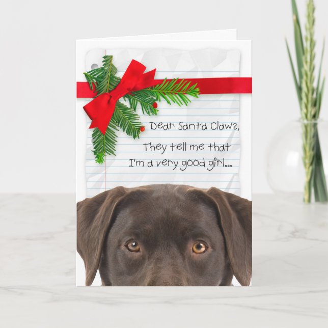 Tarjeta Buena Chica Chocolate Lab Navidad (Anverso)