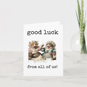 Tarjeta Buena suerte de todos nosotros, el trabajador se v