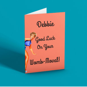 Tarjeta Buena suerte divertida vintage histerectomía