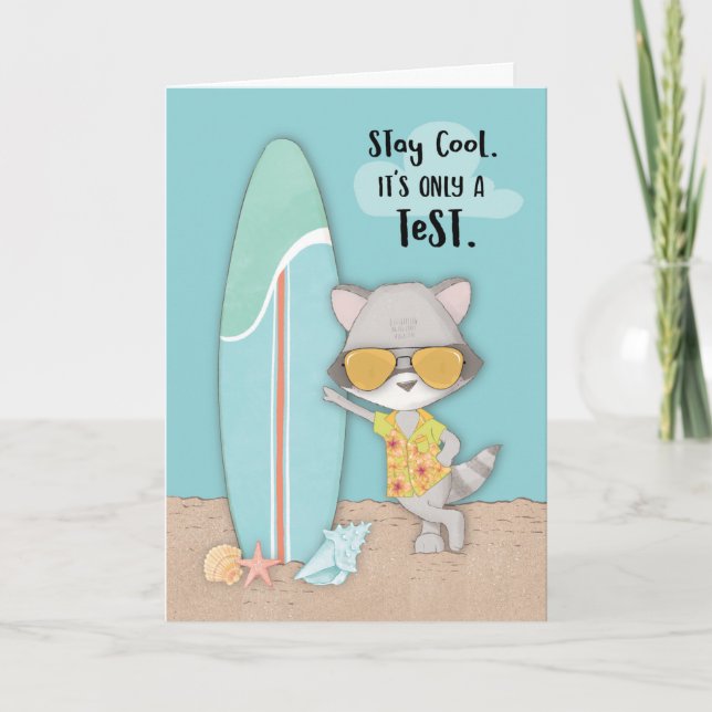 Tarjeta Buena suerte en Test Funny Guay Raccoon en gafas d (Anverso)