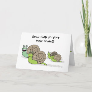 Tarjeta Buena suerte en tu nuevo hogar / caracoles caseros