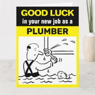 Tarjeta Buena suerte en tu nuevo trabajo como fontanero