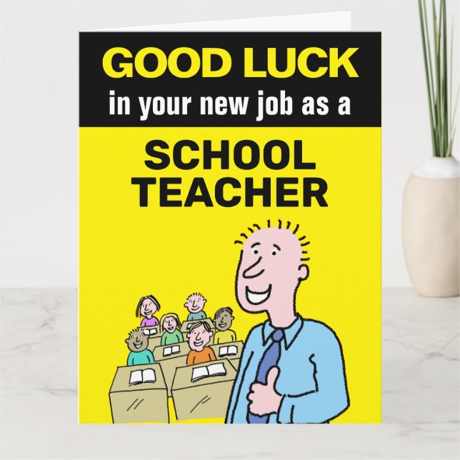 Tarjeta Buena suerte en tu nuevo trabajo como profesor de  (Anverso)