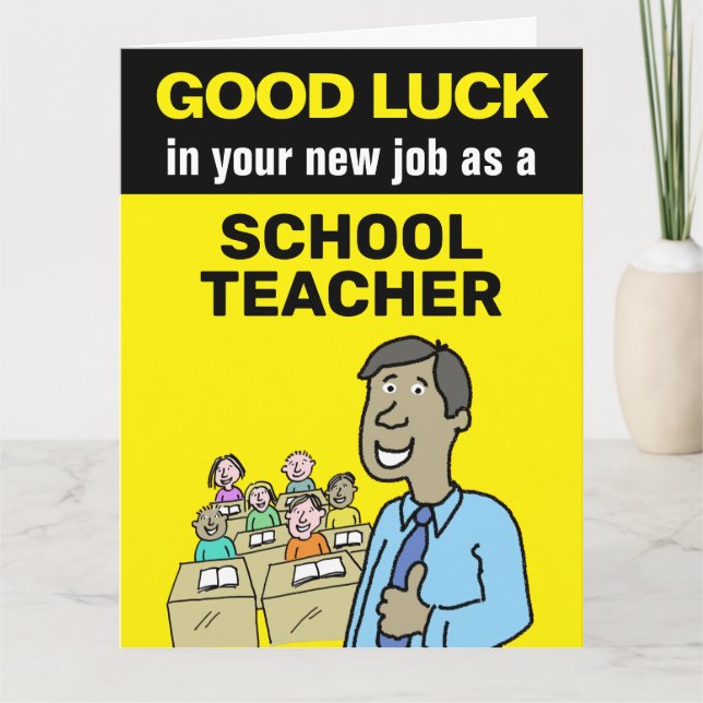 Tarjeta Buena suerte en tu nuevo trabajo como profesor de  (Anverso)