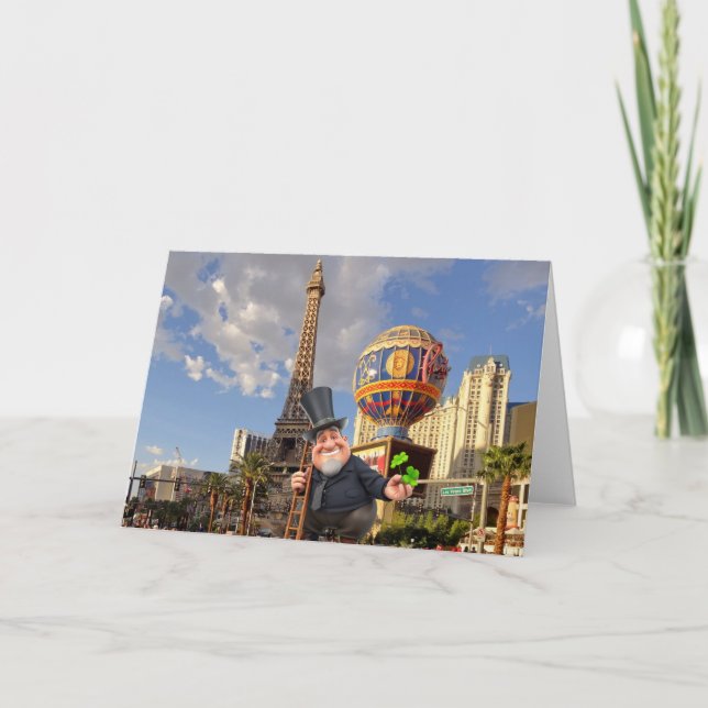 Tarjeta Buena suerte en Vegas. (Anverso)