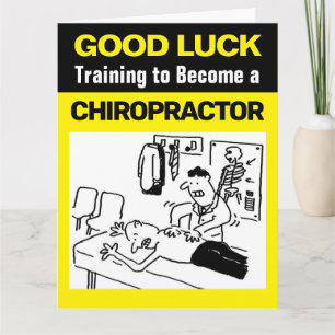 Tarjeta Buena suerte entrenando para ser un quiropráctico