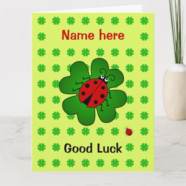 Tarjeta Buena suerte gran nombre personalizado ladybug clo (Anverso)