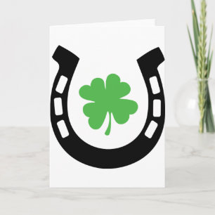 Tarjeta Buena Suerte Horseshoe Cloverleaf - Shamrock