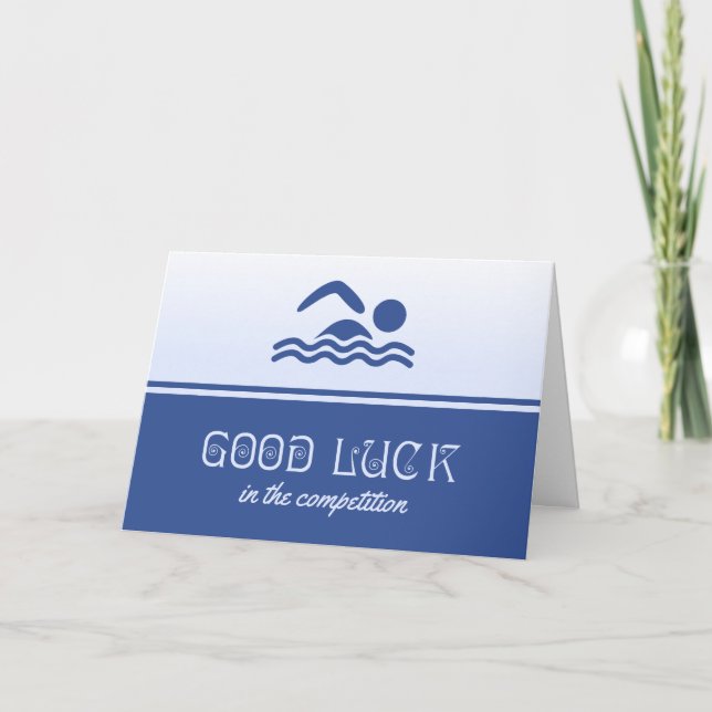 Tarjeta Buena suerte para nadador azul (Anverso)