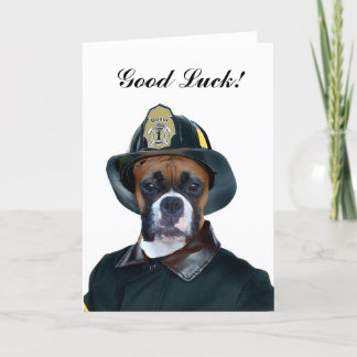Tarjeta Buena suerte, perro de bombero