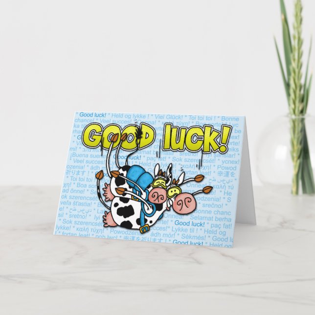 Tarjeta buena suerte - tándem skydive de las vacas (Anverso)
