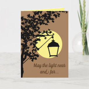 Tarjeta Buena suerte y estímulo, lámpara de época y luna