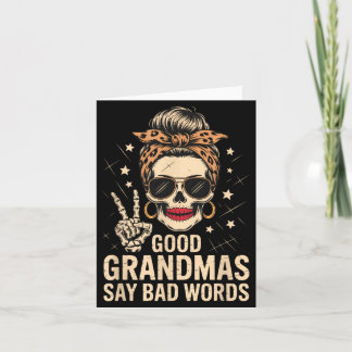 Tarjeta Buenas abuelas dicen malas palabras esqueleto crán