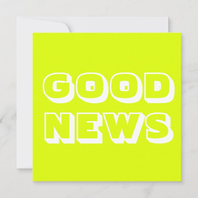 Tarjeta Buenas noticias, felicitaciones, caracter blanco (Anverso)