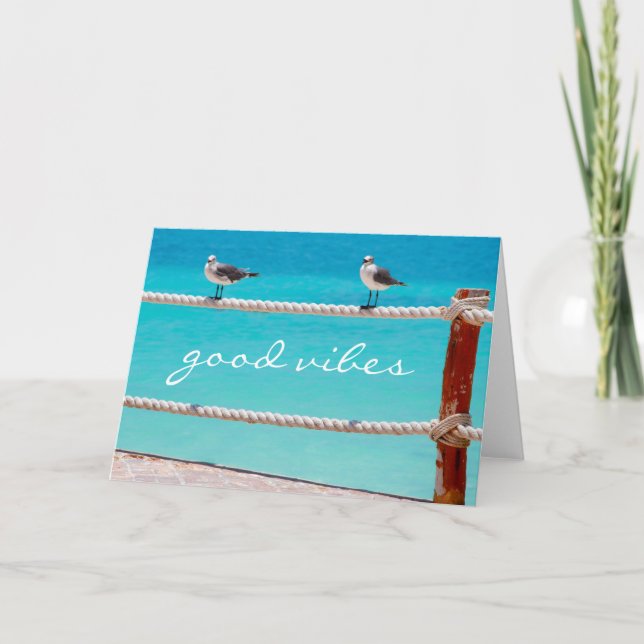 Tarjeta Buenas vibraciones, cita las aves marinas foto del (Anverso)