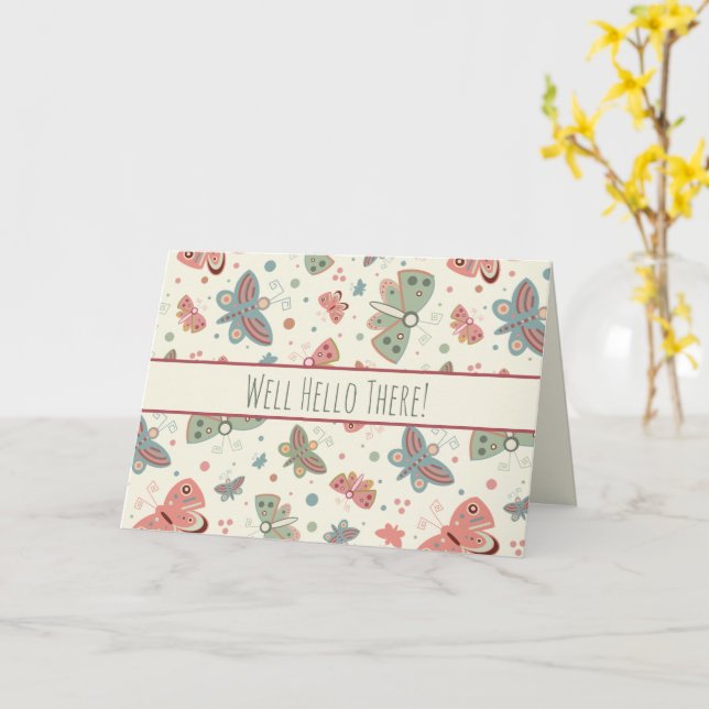 Tarjeta Bueno Hola Ahí Inespirivilidad Mariposa Notecard (flor amarilla)