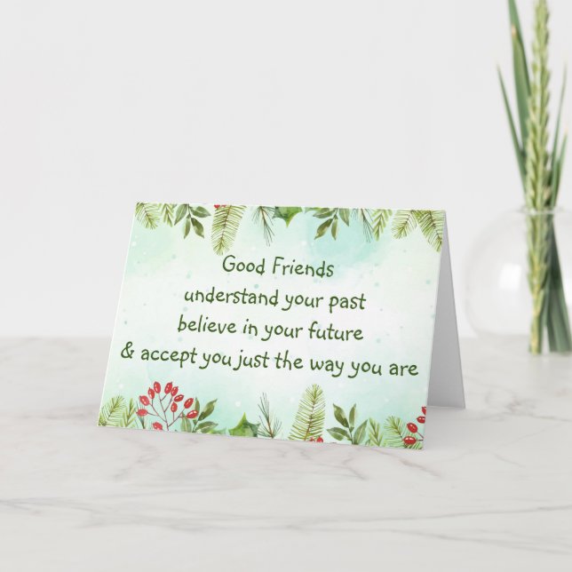 Tarjeta Buenos amigos entienden a Navidades Inspiradores (Anverso)
