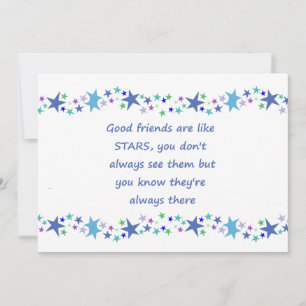 Tarjeta Buenos amigos son como estrellas cita inspiradora