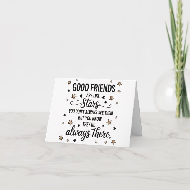 Tarjeta Buenos amigos son como estrellas Frase Inspiradora (Anverso)