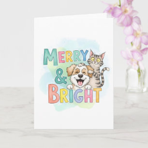 Tarjeta Buenos días festivos para perros y gatos