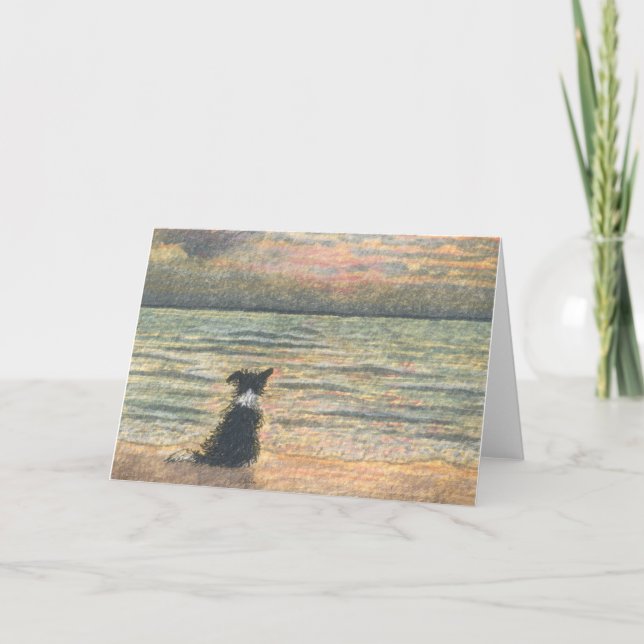 Tarjeta Buenos Días, Mañana. Perro de Collie de borde (Anverso)