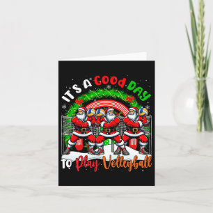 Tarjeta Buenos días para jugar voleibol navidad Santa Rain