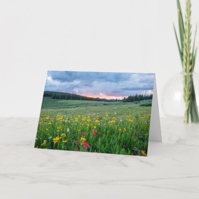 Tarjeta Buenos días, prado, (Anverso)