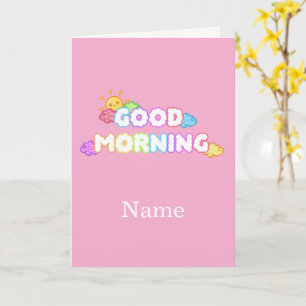 Tarjeta Buenos Días Sol Kawaii y Nubes Arcoíris