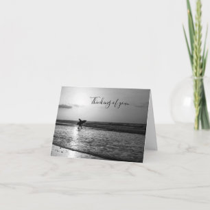 Tarjeta Buenos días Surfer Grayscale Thinking Of You Card