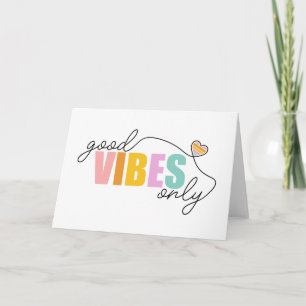 Tarjeta Buenos vibraciones solo corazón arcoiris