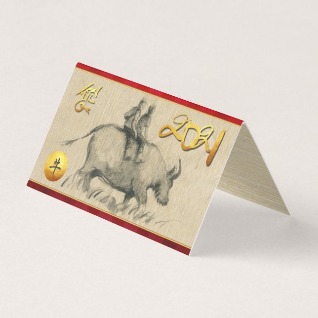 Tarjeta Búfalo de agua Niños Chino Envase de Ox Año 2021 C (Anverso)