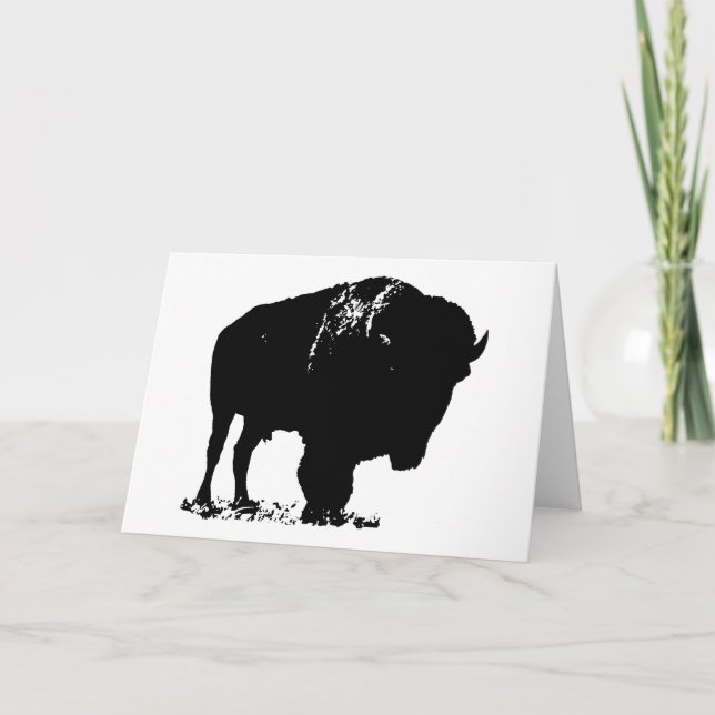 Tarjeta Búfalo de Bison Black & White Pop Art (Anverso)
