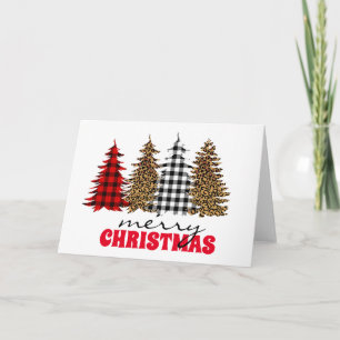 Tarjeta Búfalo leopardo plateado árbol de Navidad