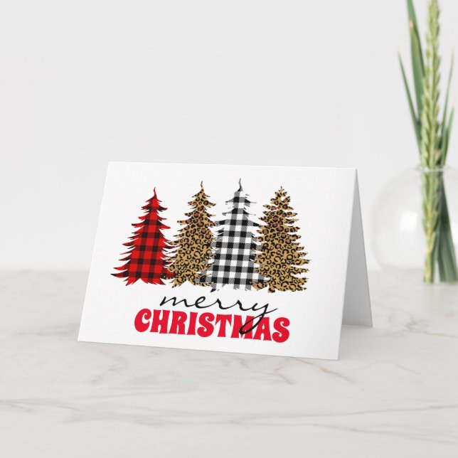 Tarjeta Búfalo leopardo plateado árbol de Navidad (Anverso)
