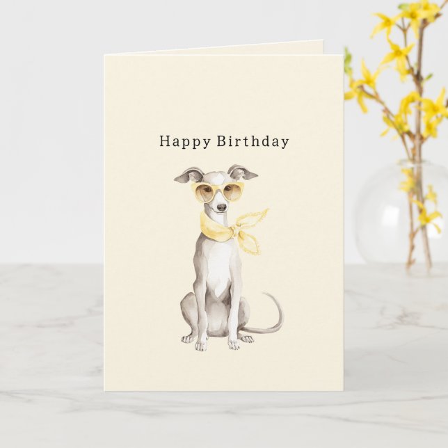 Tarjeta Bufanda Amarillo Suave Cumpleaños Perro Blanco (flor amarilla)