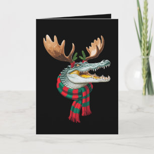 Tarjeta Bufanda de Cuerno de Reno de Cocodrilo de Navidad