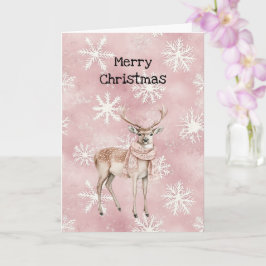 Tarjeta Bufanda de Navidad con Ciervos y Copos de Nieve Ro