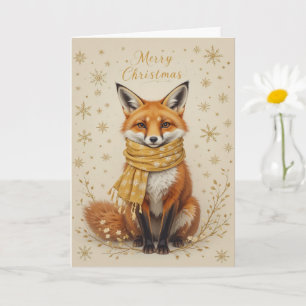 Tarjeta Bufanda de zorro de invierno adorable Navidad