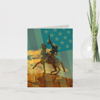 Tarjeta Buffalo Bill Cody cabalga rifle de caballo bandera