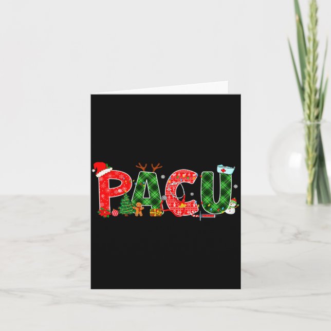 Tarjeta Buffalo Plaid Pacu Nurse Christmas Tree Santa Xmas (Anverso)